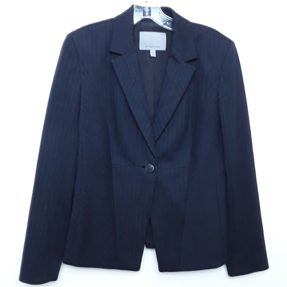 Classiques Entier | Navy Pinstripe 1 Button Blazer